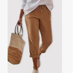J. Jill Texture Cotton Gauze ankle crops 1XL brown casual bottoms pants